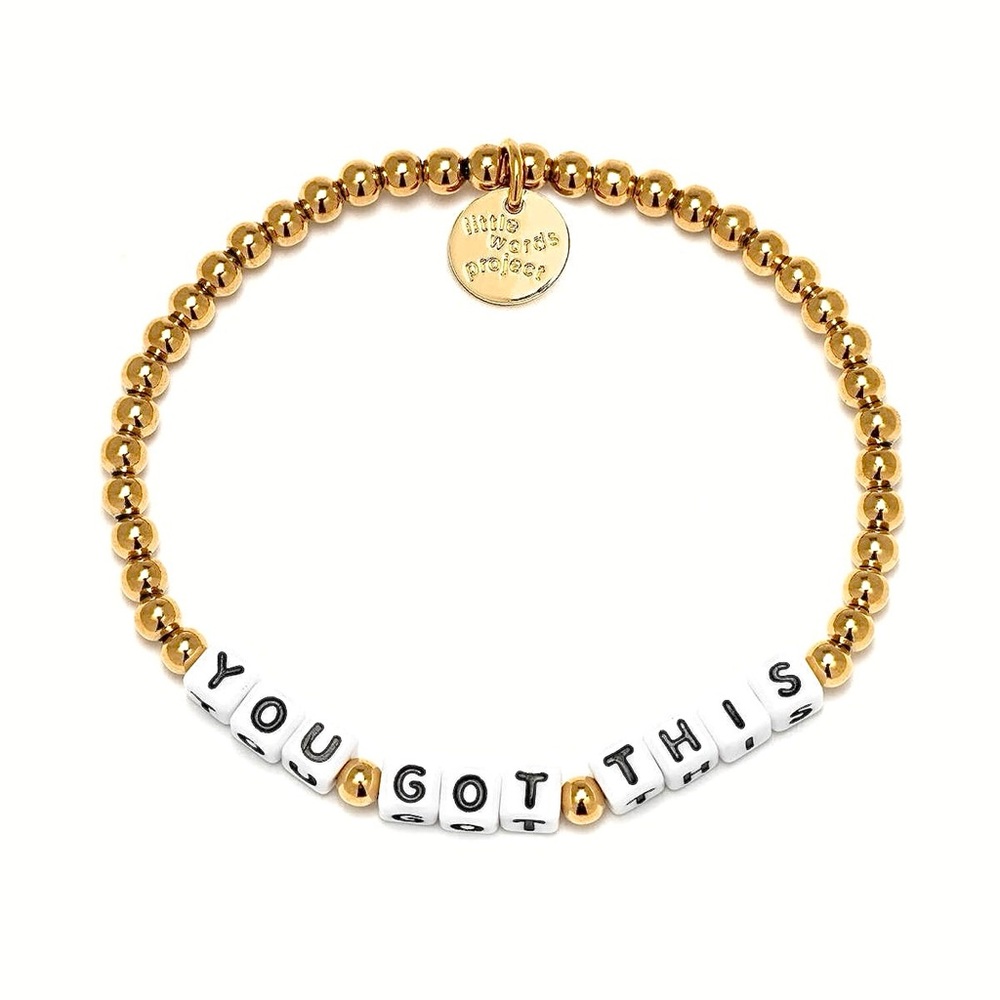 NWT Little Words Project 14k Gold Waterproof ‘You Got This’ Beaded Bracelet
